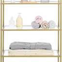 Homhedy Bookshelf Arched Display Racks,Metal Bookcase,Tempered Glass Shelves,Storage Rack Shelf for Home Office,Living Room,Bedroom, Bathroom,Modern Style (Golden, 11.8" D x 23.6" W x 73.6" H)