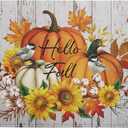 Hello Fall Dish Drying Mat for Kitchen Counter 18x24 Inch Orange Pumpkin Absorbent Drying Pad with Hanging Loop Autumn Home Decoration