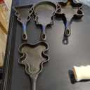 DVK 4Pcs Cast Iron Frying Pan with Various Shapes for Christmas Small Skillet for Baking Cookies Cutters Brownies or Hard-Boiled Eggs