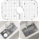 Sink Protector Stainless Steel 26" x 14" Rectangular Extra Large Sink Grid for Kitchen Sink Bottom, Rust-Resistant Drainage Rack with Scratch Prevention Centered Drain