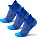 Coolmax Performance Ankle Running Socks 3 Pairs Cushion Padded Breathable Athletic Socks for Men Women (Large, Violet Blue)