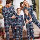 Ekouaer Family Christmas Pajamas Matching Sets Long Sleeve Holiday Pjs Sleepwear 2 Piece Lounge Sets S-XXL (Blue, S)