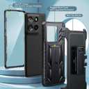 FNTCASE for Motorola Edge 2025 Case: Military Grade Rugged Cell Phone Cover with Kickstand & Holster | Shockproof TPU Protection Bumper with Belt-Clip | Heavy Duty Protector (Black)