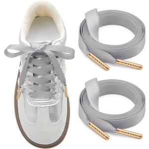 Satin Shoe Laces for Sneakers: 2 Pairs 1 CM Wide Silk Ribbon Shoelaces