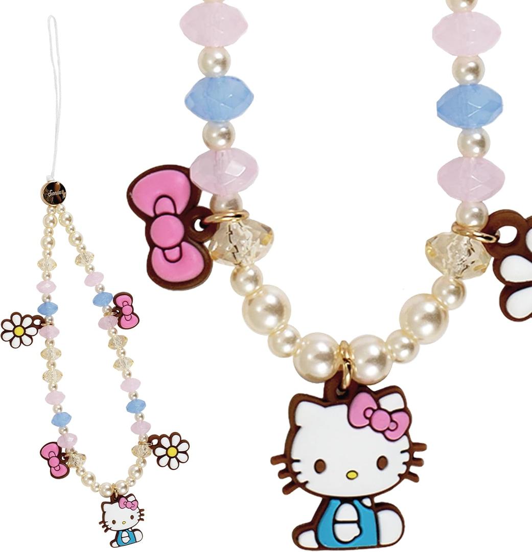 Sonix x Sanrio Beaded Phone Charm | Beaded Wristlet, Universal Phone Strap, and Detachable Cell Phone Lanyard with Silicone Charms | Hello Kitty Pink Bows