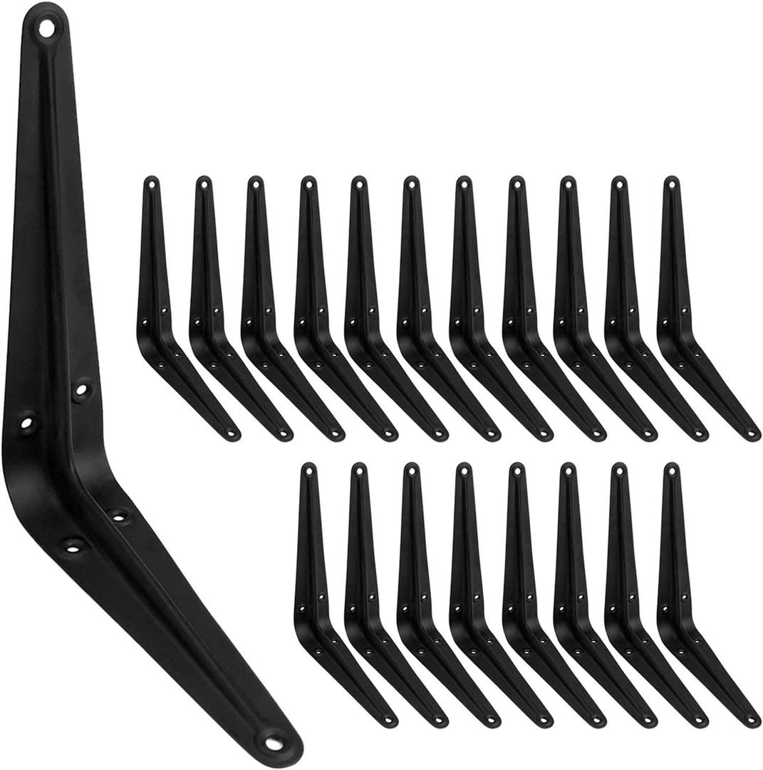 20 Pack 6 inch Shelf Brackets for DIY Floating Shelf, Heavy Duty Black Iron Metal Wall Bracket Shelf Bracket, Decorative Corner Brackets Joint Angle Bracket