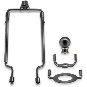 7 8 9 10 inch Lamp Shade Harp Holder,Adjustable Lamp Harp Kit,Fit Both Standard Lamp Rod and E26 Light Base UNO Fitter Adapter,with 2 Shade Attaching Finial Top (Black Color - 1 Set)