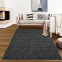 RUGSREAL 8x10 Washable Rug for Living Room Non-Slip Modern Abstract Area Rug Stain Resistant Large Bedroom Rug Contemporary Accent Throw Floor Carpet Solid Rug for Dining Room Home Decor, Black