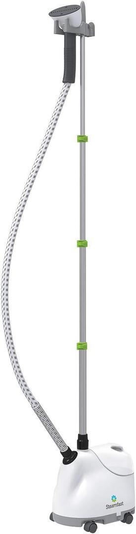 Steamfast SF-407 Canister Fabric Steamer, With Telescopic Pole and Fabric Brush, 45 Second Heat Up Time, Chemical-Free Steam, Clothes Hook, Fabric Brush, 40-Ounce Water Tank, White