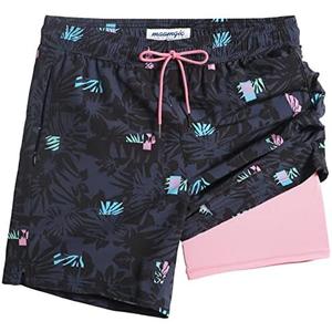 maamgic 2 in 1 Mens Swim Trunks 7 Inch Swim Shorts Swim Suits Board Shorts, XXL