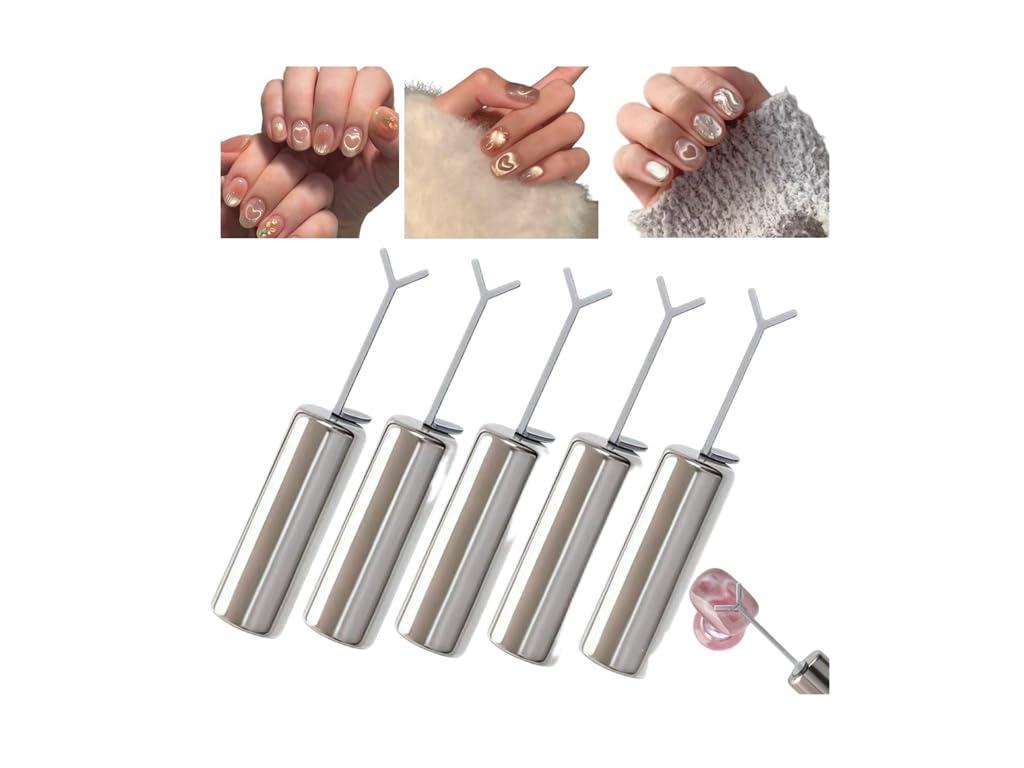 3 x 5 Pack Heart Cat Eye Magnet for Nails,Heart Magnet for Cat Eye Gel Polish,Flexible Diy Nail Magnet Cat Eye Tool with Y-Shaped Guide,Professional Nail Magnet Sticks for Nail Art Salon,DIY Manicure Kit