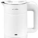 WTJMOV 0.6L Small Electric Tea Kettle Lightweight, 20 Ounce Double Wall Hot Water Boiler Stainless Steel Auto Shut-off, 120V Portable Travel Electric Kettle Fast Boil for Tea and Coffee, White