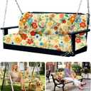 Porch Swing Cushions 2 Seater Replacement Thicken 5" Waterproof & Fade Resistant Swing Cushions for Outdoor Furniture Bench Patio Swing Cushion with Backrest & Ties(Color Floral 48x40x5inch)