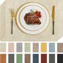 Romanstile Vinyl Placemats Set of 6-12 X 17 Inch - Faux Leather 100% Waterproof Oil-Proof Wipeable Place Mats, Heat Resistant Reversible PU Table Mats for Kitchen Dining Party Outdoor, Beige