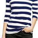 Allegra K Women's Elbow Sleeves Top Round Neck Slim Fit Tee Casual Printed T-Shirt (Large)