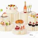8Pack Buffet Risers Display Stands Foldable Food Risers for Buffet Table Tall Cake Cupcake Stands Cardboard Cylinder Stand Dessert Table Display Set for Catering Jewelry Wedding Party Decor (White)