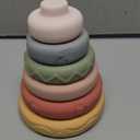 Mini Tudou 6 Pcs Stacking & Nesting Circle Toy,Soft Building Rings Stacker & Teethers,Squeeze Play with Early Educational Learning Stacking Tower, Toy for 6+ Months Boys&Girls