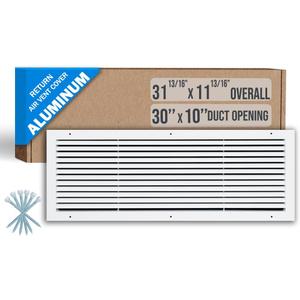 Fits 30x10 Duct Opening | Aluminum Return Air Grille by Handua | Vent Cover Grill for Sidewall and Ceiling | Rust Free | Durable Powder Coating | HVAC Cold Air Intake Grille | White