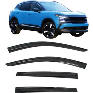 Fit 2025-2026 Nissan Kicks Tape on Mug Style Acrylic Window Visor 4PCS | IKON MOTORSPORTS, Somke Rain Guards, Side Window Wind Deflectors, Impact Resistant, Waterproof, Self-Adhesive, Anti Fog