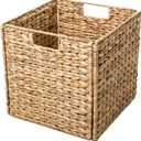 Trademark Innovations 12" Foldable Hyacinth Storage Basket with Iron Wire Frame
