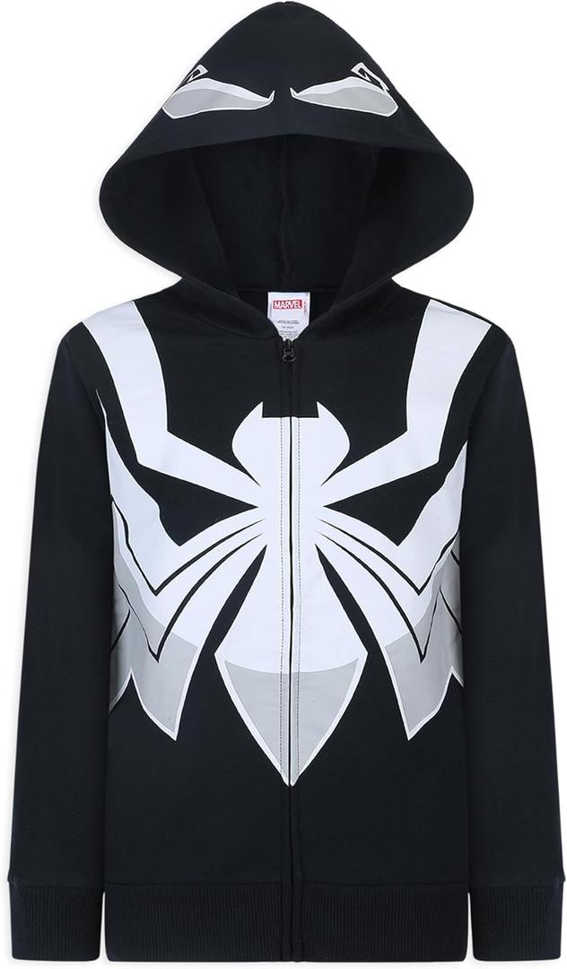 Marvel Venom Boys Zip Up Hooded Sweatshirt for Little Kids to Big Kids (6, Black)