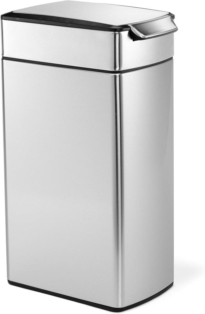 simplehuman 40 Liter/ 10.6 Gallon Slim Touch-Bar Kitchen Trash Can, Brushed Stainless Steel