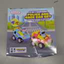 Prextex 2 Pack Cartoon Remote Control Cars for Toddlers - Police Car and Race Car with Steering Wheel Controllers and Lights - Different Frequencies So Both Can Race Together - Toddler Gift 18+ Months
