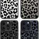 Compatible for iPhone 15 Pro Case Cute Aesthetic - Durable Shockproof 6.6 ft Drop Impact Phone Case Cover with Funny Fashion Big Black Leopard Print 6.1" Black