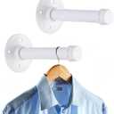 Sumnacon 2 Pcs 5.9 Inch Industrial Pipe Clothes Bar - Heavy Duty Rustic Metal Coat Hanger with Screws, Wall-Mounted Garment Holder Rack for Bedroom/Bathroom/Cabinet/Boutique/Clothing Store, White