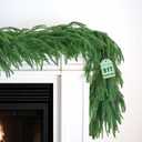 Extra Full 9FT Christmas Norfolk Pine Garland, Greenery Real Touch Decorations for Mantle Table Staircase Fireplace Mantel Porch Holiday Home Winter Faux Xmas Indoor Outdoor Decor
