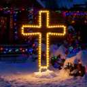 6.4FT LED Outdoor Light Up PVC Cross Kit for Yard & Garden  DIY Religious Decoration for Church, Christmas & Easter  Easy Assembly