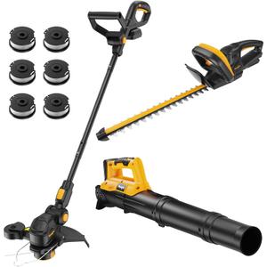 Cordless Weed Wacker + Hedge Trimmer + Leaf Blower Combo Compatible with Dewalt 20v Max Battery(Tool Only), 20V Cordless Weed Eater & Edger/String Trimmer for Lawn Care, Garden, Yard (Black)