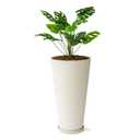 XBrand Modern 28-Inch Tall Round Planter, Modern Tapered Planter Perfect for Indoor & Outdoor Planter, Patio Décor, Single White