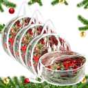 4 Pcs Christmas Wreath Storage Bag, 24 Inch Clear Xmas Wreath Storage Container, Garland Holiday Artificial Wreath Storage Holder, Water Proof Transparent PVC with Handles