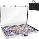 Card Show Display Case with Carry Bag34"x22" Card Vendor Display case Large Aluminum Locking Tabletop Showcase for Trading, Sports Cards, for TCG Cards & Collectibles Exhibitions, Silver