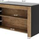 LITTLE TREE Kitchen Island with Storage, 55 Inch Island, Modern Farmhouse Kitchen Counter, Fluted Reeded Frame Open Shelves Prep Workstation, Black and Brown, 55.12" W x 27.56" D