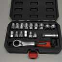 BILITOOLS 17PCS 3/8" & 1/2 Pass Through Socket Set, 2-In-1 Conversion For Standard Ratchet/Pass-Through Ratchet, Pass Thru Go Through Mechanics Tools Set For Hex, Square, E-Torx, Spline