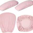 Tallew 4 Pieces Office Chair Covers Set Computer Universal Protective Stretchable Chair Seat Covers Desk Armrest Slipcovers Pads Office Cushion Backrest for Rotating (Polyester, Pale Pink)