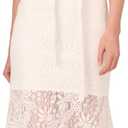 Adrianna Papell Women's Lace Midi Dress, Sleeveless Cocktail Dress with Floral Lace & Skinny Waist Belt Size 12 (White, M)