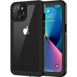 Lanhiem for iPhone 13 Case, IP68 Waterproof Dustproof Shockproof Cases with Built-in Screen Protector, Full Body Sealed Protective Front and Back Cover for iPhone 13, 6.1 inch (Black)