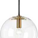 Spherical LED Clear Glass Hanging Light, Creative Single Pendant Light, Ceiling Light Base on E27 Gold Lamp Holder (25CM)
