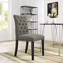 Modway MO- Duchess Modern Tufted Button Upholstered Fabric Parsons, Dining Chair, Granite, One Dining Chair, 18.5"D x 24.5"W x 37.5"H