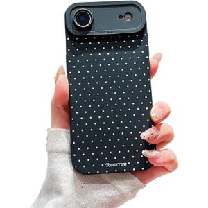 Compatible with iPhone 17 Air Case Cute Aesthetic Polka Dot Pattern Design for Girls Women, Soft Silicone Shockproof Protective Designed for iPhone 17 Air Case-Black