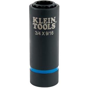 Klein Tools 66001 2-in-1 Impact Socket, Sizes 3/4-Inch and 9/16-Inch Hex, 12-Point Deep Socket Wrench with 1/2-Inch Drive