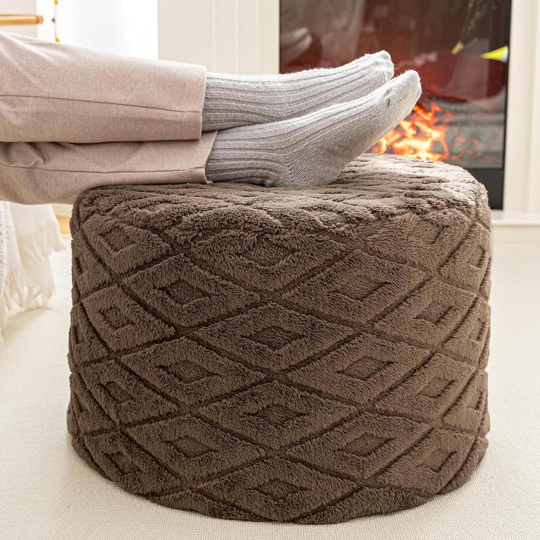 Round Pouf Ottoman 20 x 20 x 14 Inches Boho Poof Home Decor Floor Pouffe Ottoman Foot Rest for Couch Sofa Bean Bag Chairs Living Room Bedroom Coffee
