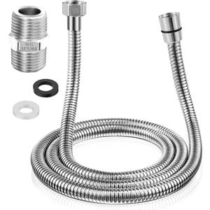 Dreyoo 1 Pack 39 Inch Shower Hose with Shower Extension Connector, Extra Long Handheld Head Hose with Brass Insert and Nut, 1/2 to 1/2 Extender, Stainless Steel