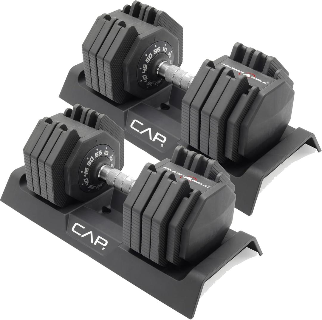 CAP ADJUSTABELL Adjustable Dumbbell Weights Multiple Handle Options, Pair, 55 lb - Chrome Handle
