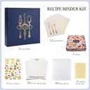 COFICE Recipe Binder 8.5x11 3 Ring Blank Family Recipe Book Binder Kit to Write in Your Own Recipes with PU Faux Leather Cover and Plastic Sleeves (Navy Blue)
