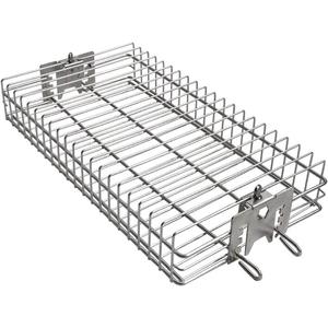 onlyfire 6042 Chrome Plating Steel Flat Grill Rotisserie Basket for Most Grills, Fits 1/2" Hexagon, 3/8" Hexagon, 3/8" Square & 5/16" Square Spit Rods