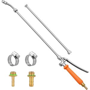 All Metal Replacement Sprayer Wand,1/4"" & 3/8"" Brass Barb Sprayer Wand Replacement, Stainless Steel Sprayer Wand with Shut off Valve & 2 Hose Clamps (44 Inches Sprayer Wand)